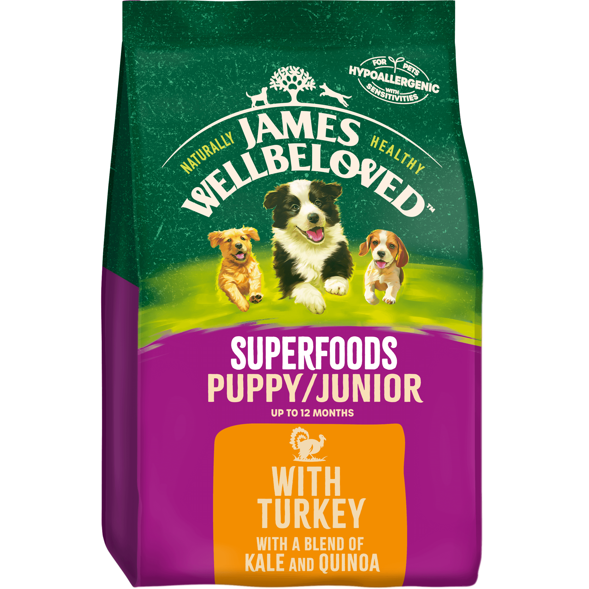 James Wellbeloved Puppy/Junior Turkey with Kale & Quinoa Dry Dog ...